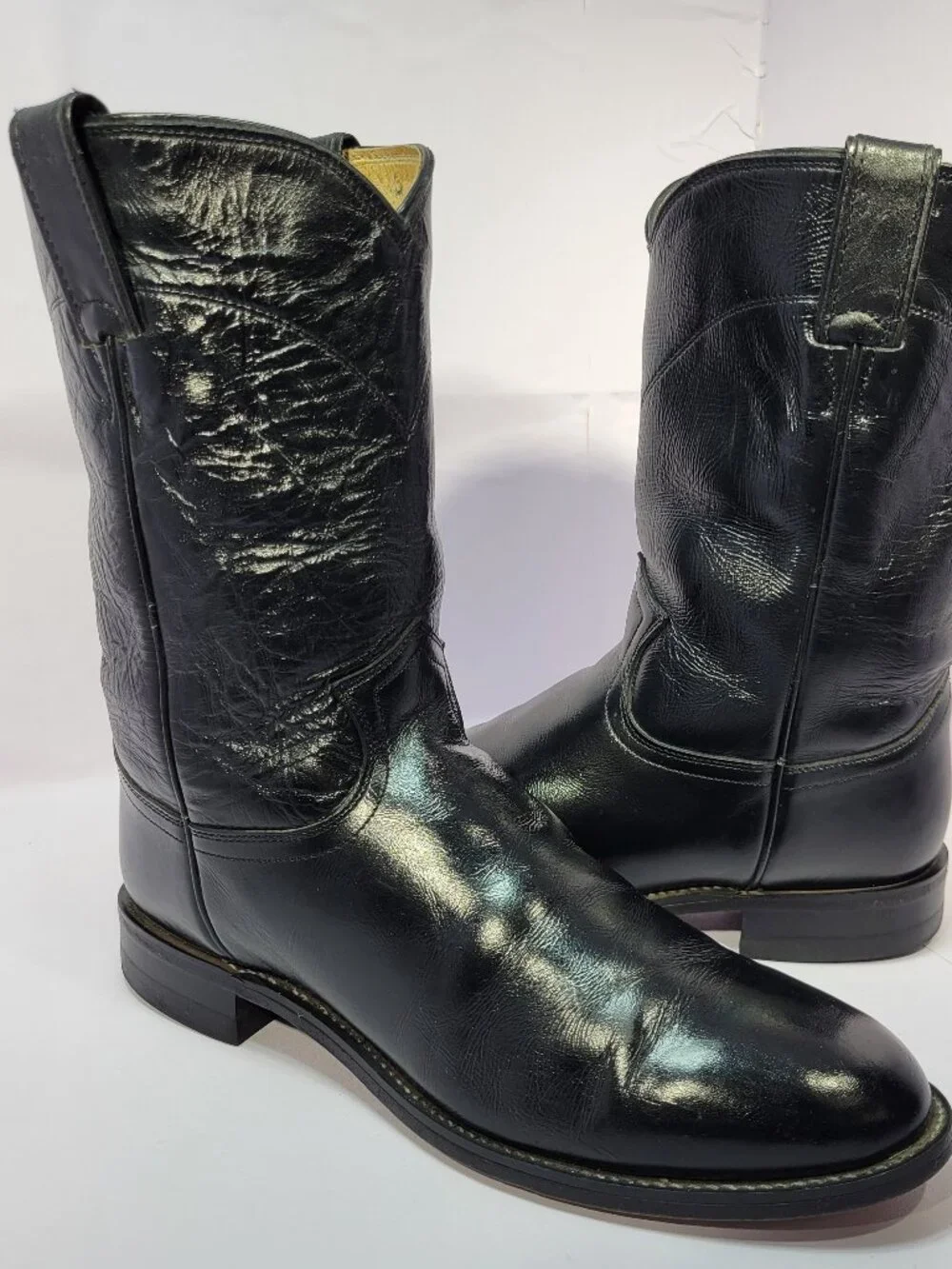 Justin Jackson Classic Men's Size 8.5D Black Leather Western Roper Boots 3133